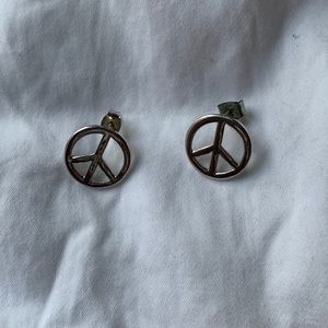 Sterling Silver Peace Sign Earrings